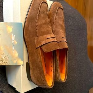 Beautiful Brown Suede Santoni Loafers